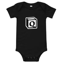 Load image into Gallery viewer, 'Q' Block Monogram Short-Sleeve Infant Bodysuit