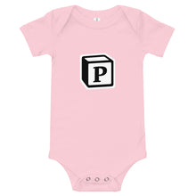 Load image into Gallery viewer, 'P' Block Monogram Short-Sleeve Infant Bodysuit