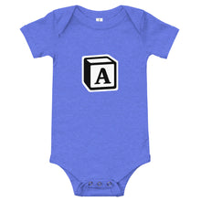 Load image into Gallery viewer, 'A' Block Monogram Short-Sleeve Infant Bodysuit