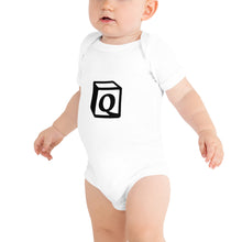 Load image into Gallery viewer, 'Q' Block Monogram Short-Sleeve Infant Bodysuit