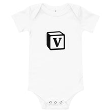 Load image into Gallery viewer, 'V' Block Monogram Short-Sleeve Infant Bodysuit