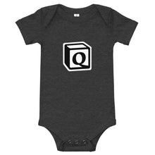 Load image into Gallery viewer, 'Q' Block Monogram Short-Sleeve Infant Bodysuit