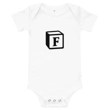 Load image into Gallery viewer, 'F' Block Monogram Short-Sleeve Infant Bodysuit