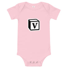 Load image into Gallery viewer, 'V' Block Monogram Short-Sleeve Infant Bodysuit