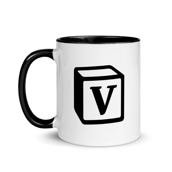 'V' Block Monogram Mug