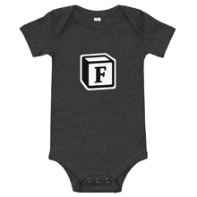 Load image into Gallery viewer, 'F' Block Monogram Short-Sleeve Infant Bodysuit
