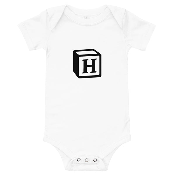 'H' Block Monogram Short-Sleeve Infant Bodysuit
