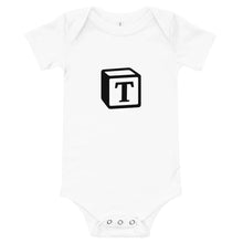 Load image into Gallery viewer, 'T' Block Monogram Short-Sleeve Infant Bodysuit