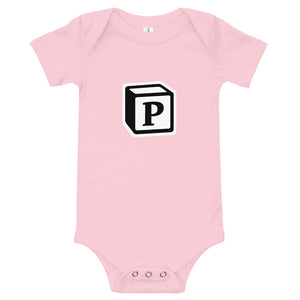 'P' Block Monogram Short-Sleeve Infant Bodysuit