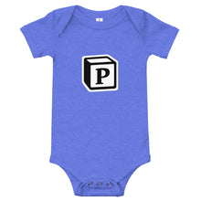 Load image into Gallery viewer, &#39;P&#39; Block Monogram Short-Sleeve Infant Bodysuit
