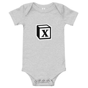 'X' Block Monogram Short-Sleeve Infant Bodysuit