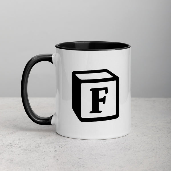 'F' Block Monogram Mug
