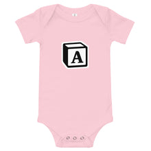 Load image into Gallery viewer, &#39;A&#39; Block Monogram Short-Sleeve Infant Bodysuit
