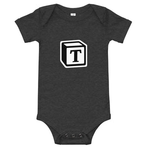 'T' Block Monogram Short-Sleeve Infant Bodysuit