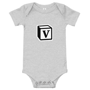 'V' Block Monogram Short-Sleeve Infant Bodysuit