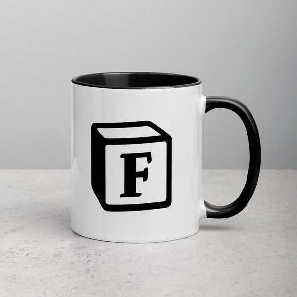 'F' Block Monogram Mug
