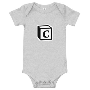'C' Block Monogram Short-Sleeve Infant Bodysuit