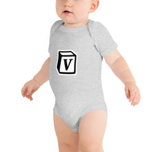 Load image into Gallery viewer, &#39;V&#39; Block Monogram Short-Sleeve Infant Bodysuit
