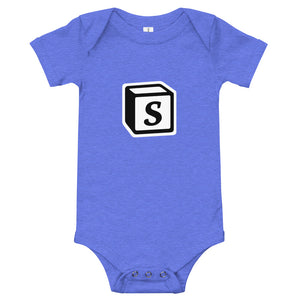 'S' Block Monogram Short-Sleeve Infant Bodysuit