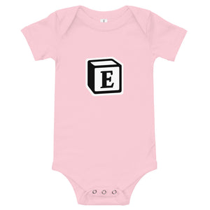 'E' Block Monogram Short-Sleeve Infant Bodysuit