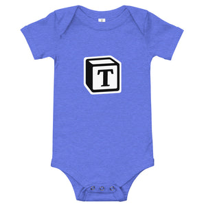'T' Block Monogram Short-Sleeve Infant Bodysuit