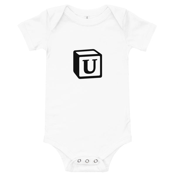 'U' Block Monogram Short-Sleeve Infant Bodysuit