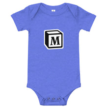Load image into Gallery viewer, &#39;M&#39; Block Monogram Short-Sleeve Infant Bodysuit
