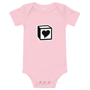 Heart Block Short-Sleeve Infant Bodysuit - Black/White Heart