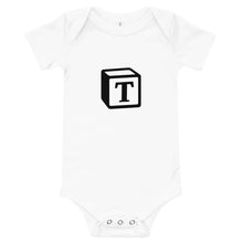Load image into Gallery viewer, &#39;T&#39; Block Monogram Short-Sleeve Infant Bodysuit
