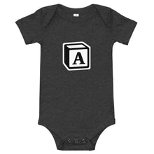 Load image into Gallery viewer, &#39;A&#39; Block Monogram Short-Sleeve Infant Bodysuit
