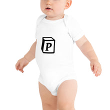 Load image into Gallery viewer, &#39;P&#39; Block Monogram Short-Sleeve Infant Bodysuit
