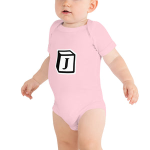 'J' Block Monogram Short-Sleeve Infant Bodysuit